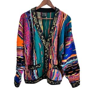 COOGI Vintage 80s 90s 100% Australian Wool Knit Cardigan Sweater Jacket Small